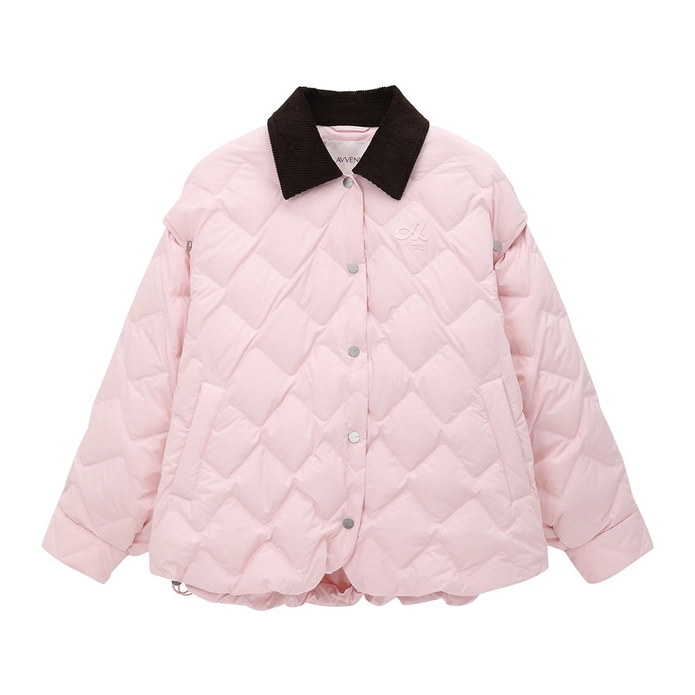 AVVENN 设计师品牌 25冬新品 粉色棉花糖轻薄羽羽外套 AL90502817