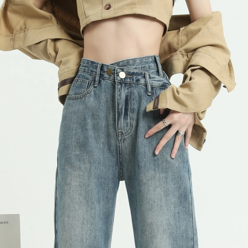 阔腿牛仔裤女爆款2025新款小个子宽松显瘦高腰直筒秋冬百搭神裤子