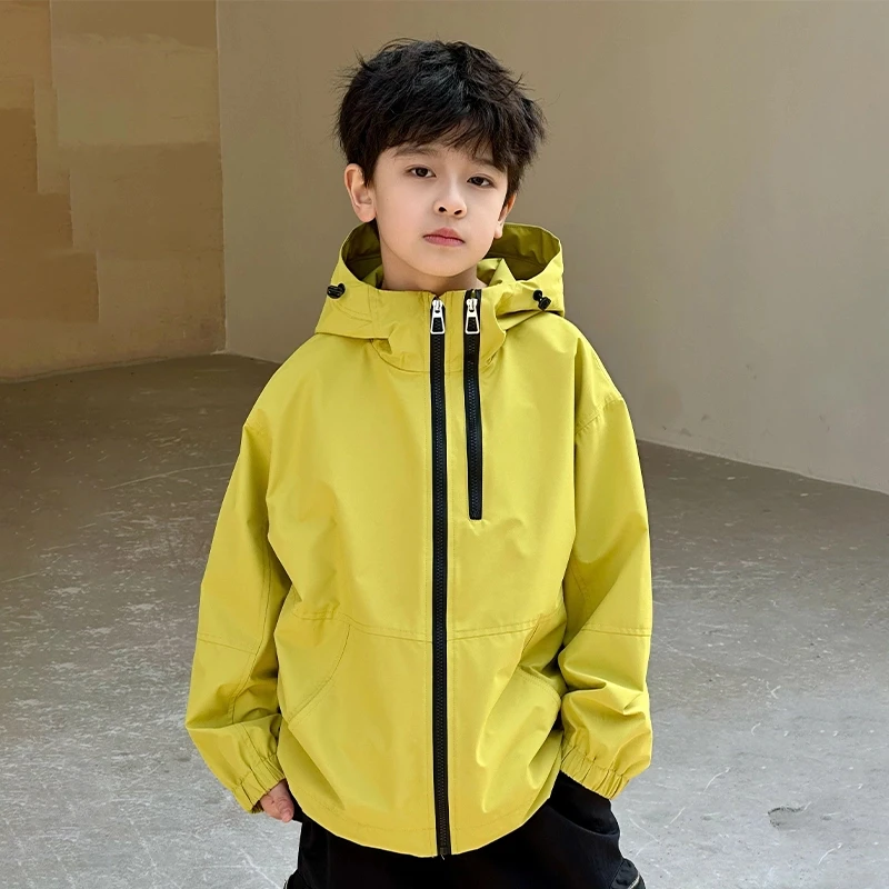 男童冲锋衣春秋款2025新款儿童春装外套宽松中大童连帽上衣春季潮