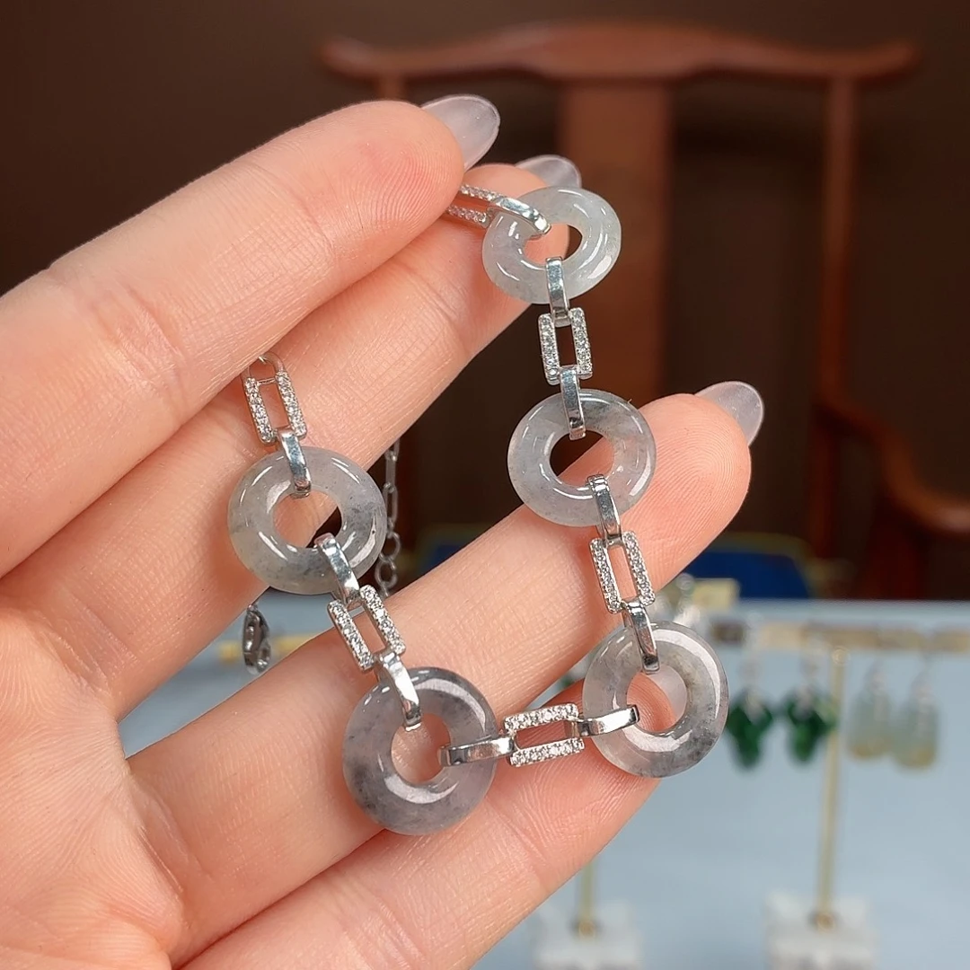 翡翠银S925镶嵌手链手链