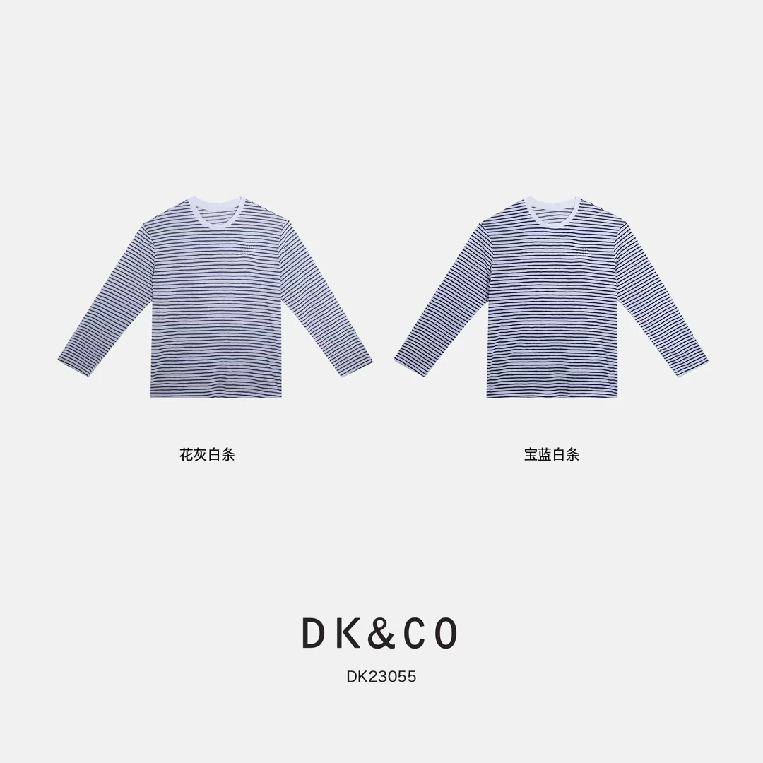 (长期主义)miu家新款简约经典条纹T恤百搭圆领长袖-DK23055