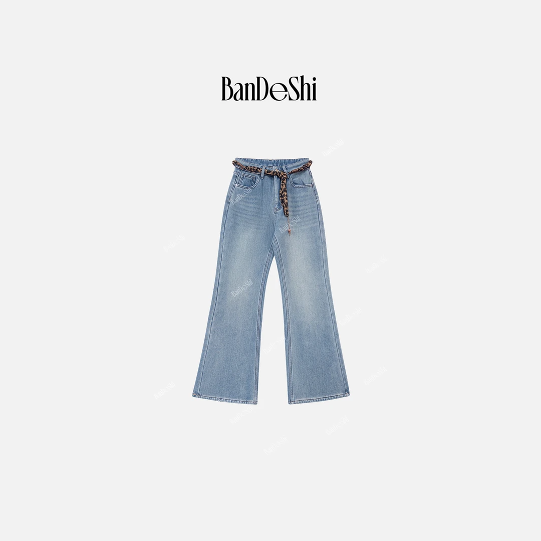 【C4560】#班德施-冬季新款百搭高级密密绒微喇裤-SS