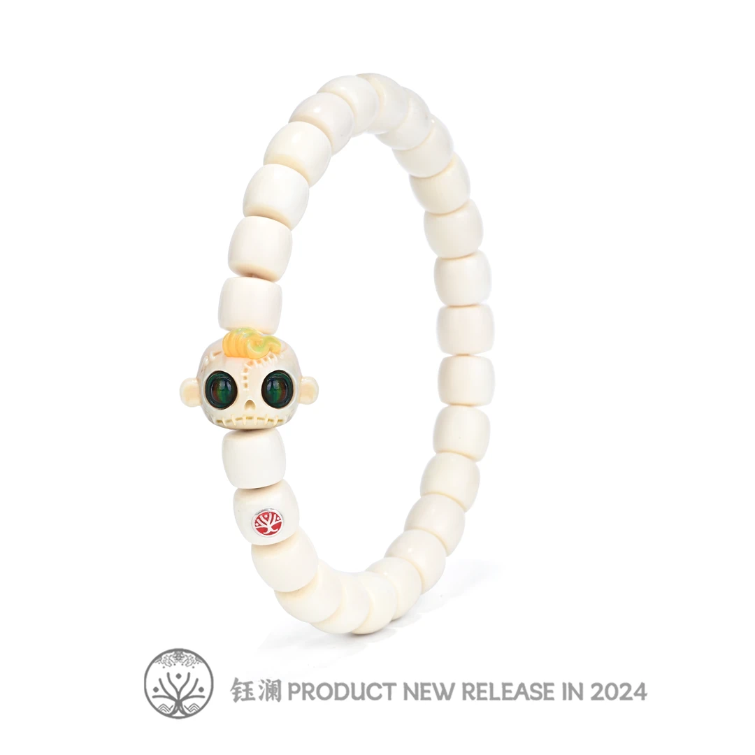 钰澜文玩猛犸牙直切手串8mm+黄毛呆搭配款