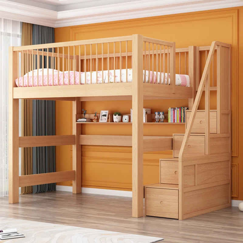 全实木上下床榉木双层床错位长高架床子母床儿童上床下铺高低床
