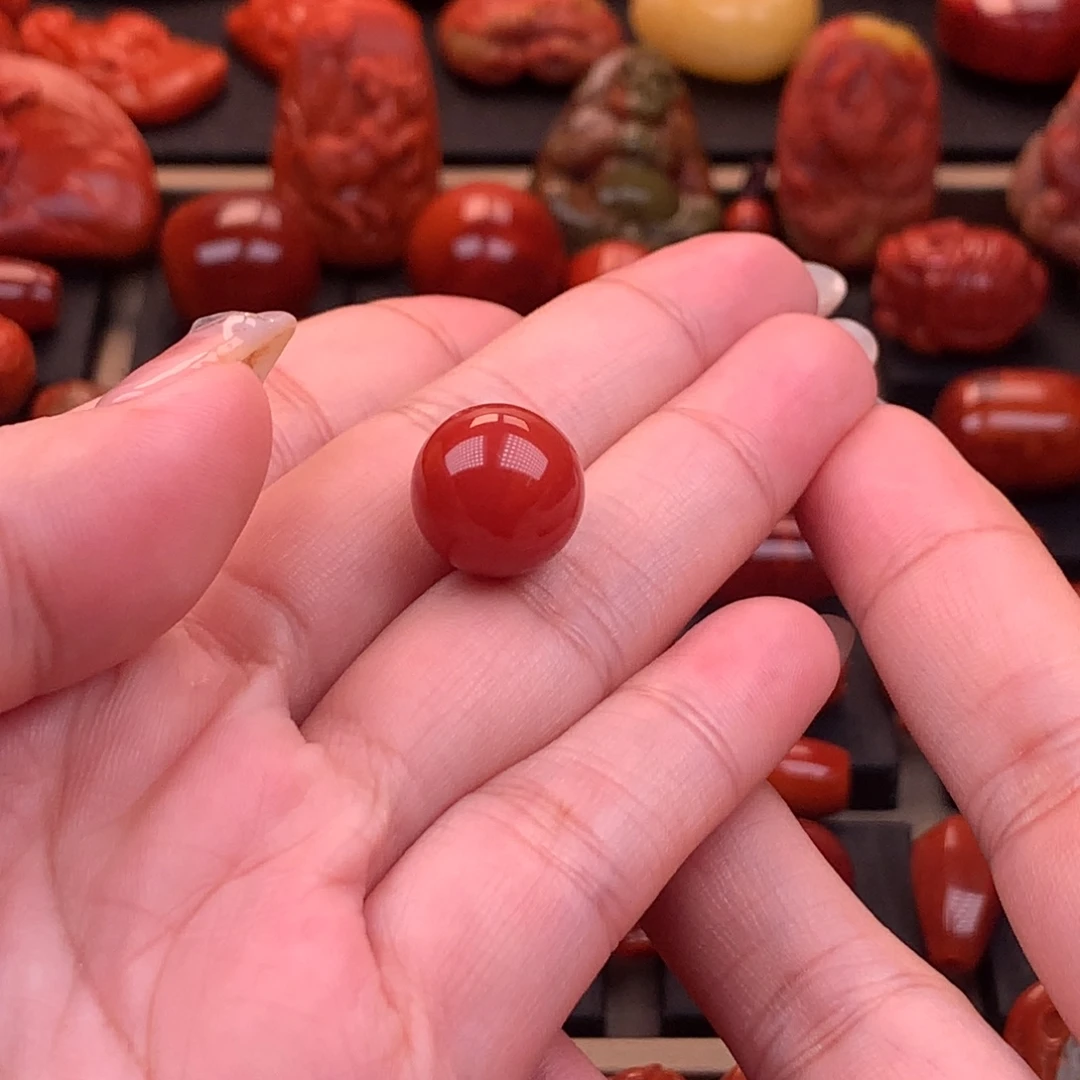 南红玛瑙未镶嵌保山锦红圆珠13.5mm
