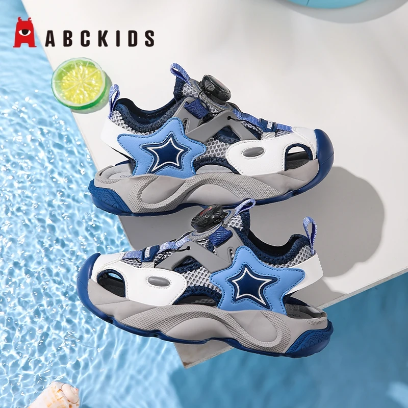 Abckids夏季儿童透气软底男童包头凉鞋中大童女童速干溯溪沙滩鞋
