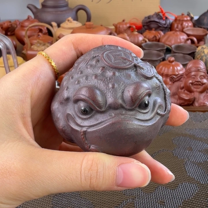 茶壶紫砂紫泥金蟾