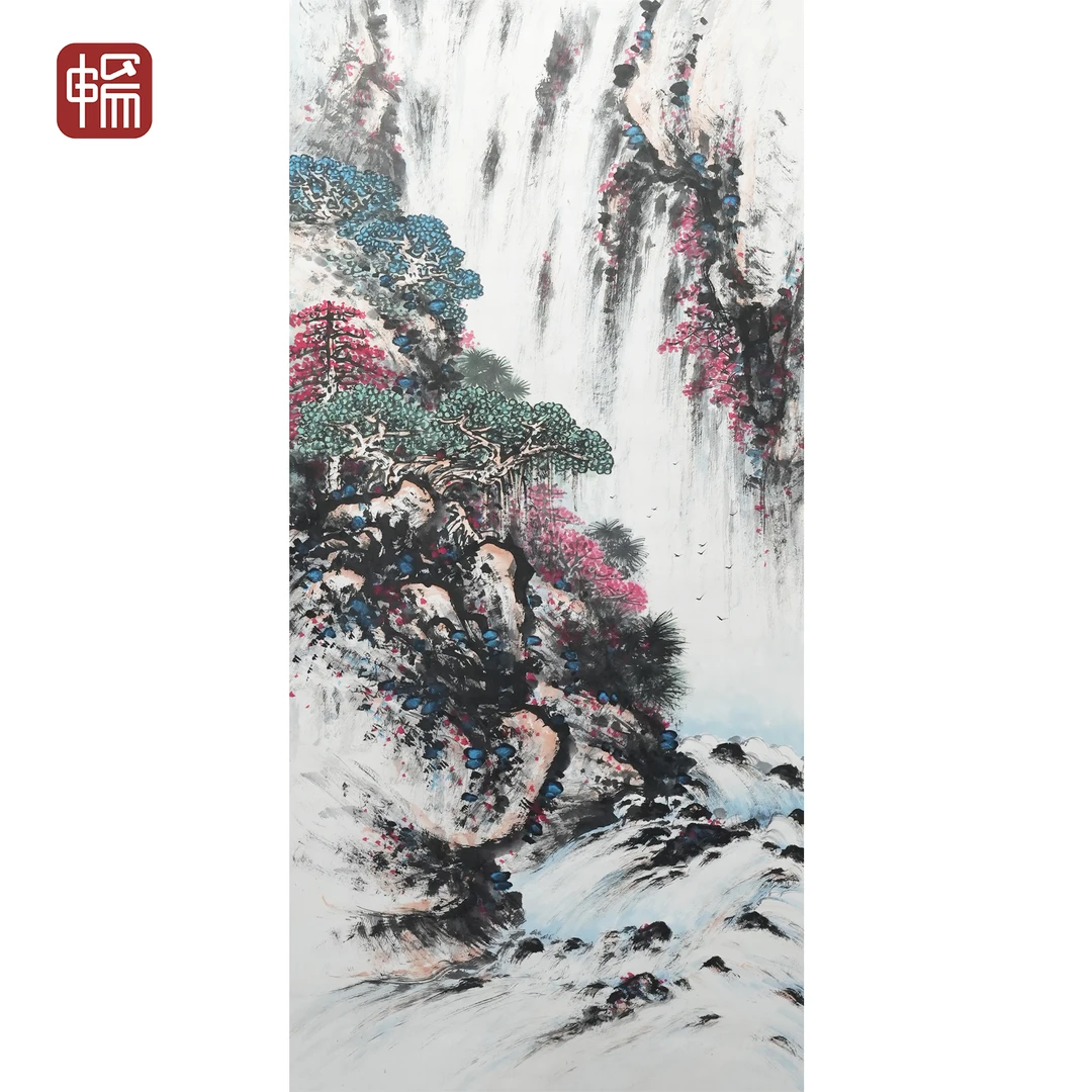 T177  1986年作《山水》68*138(8.44平尺) 纸本立轴  ZP