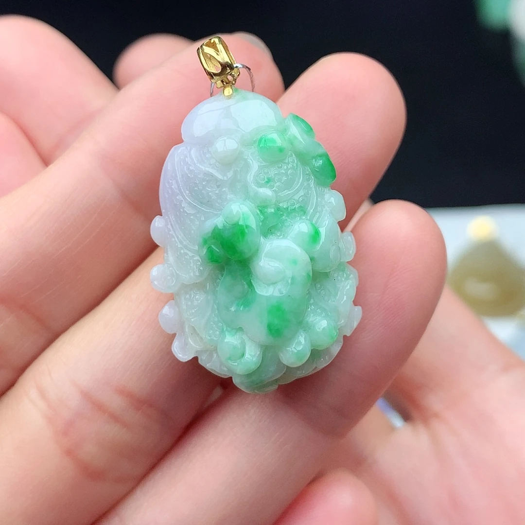 翡翠18K金镶嵌吊坠(不含链)