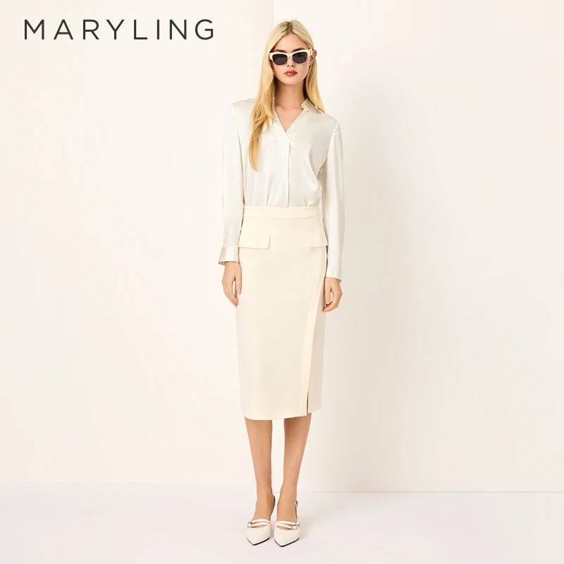 MARYLING玛俪琳2025初春新品慵懒法式风米白色衬衣女A1FAW26150