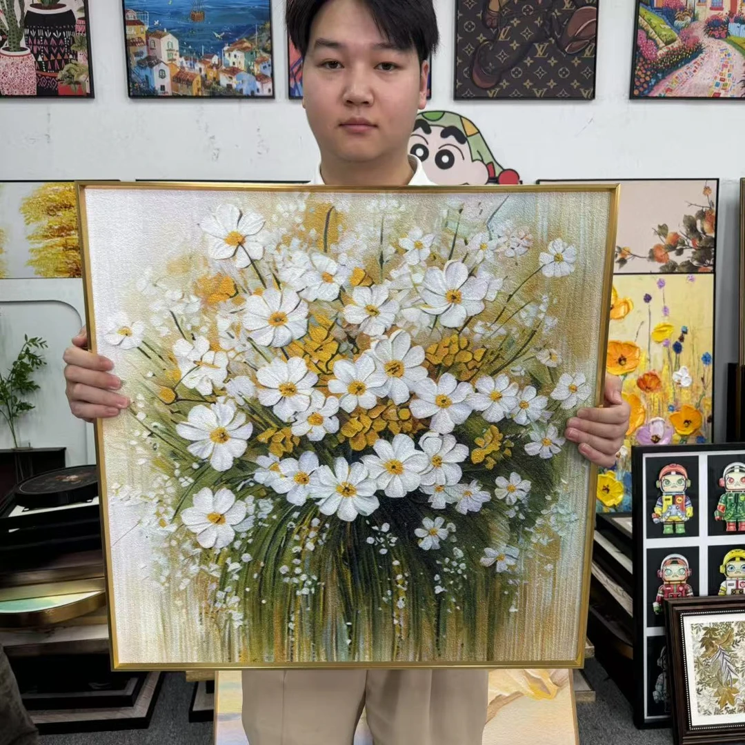 奶油风小清新花卉客厅餐厅卧室背景墙装饰画6060