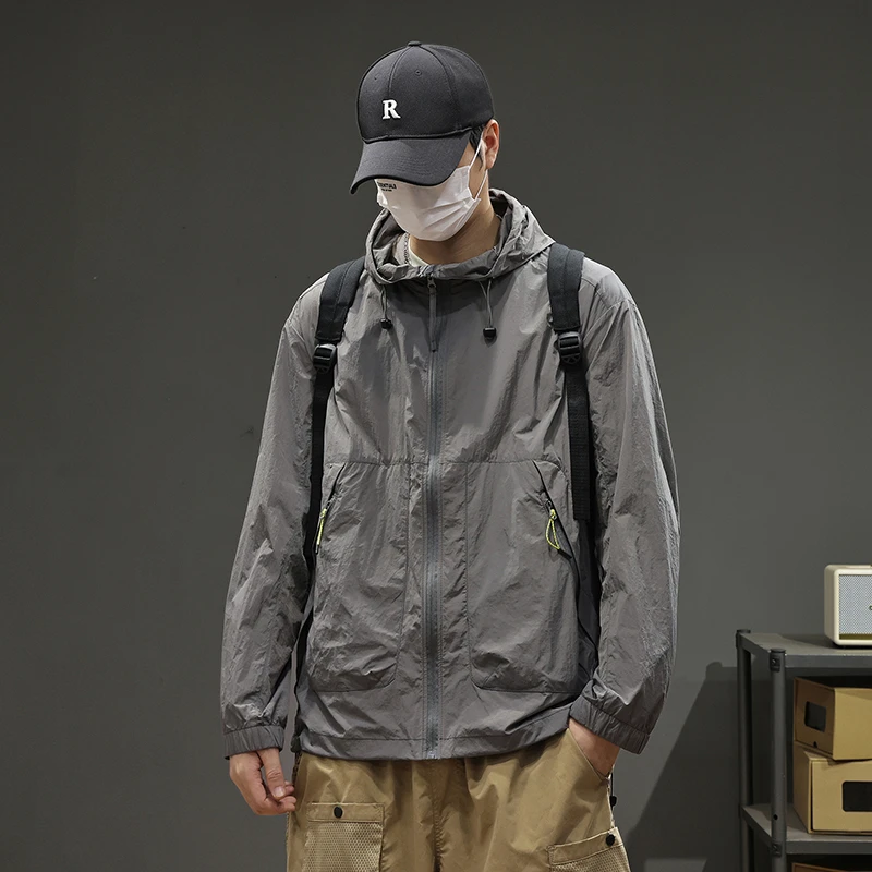 山系户外UPF50+凉感防晒衣男夏季新款冰丝薄款速干连帽防晒服外套