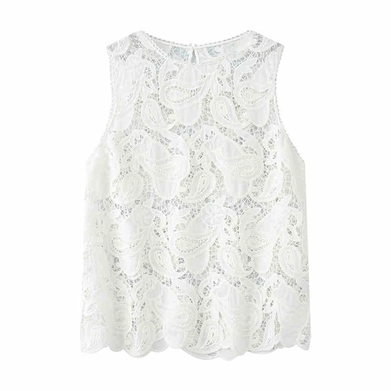 【上衣】【商场同款女装】2025夏镂空纯色宽松无袖气质针织衫5021