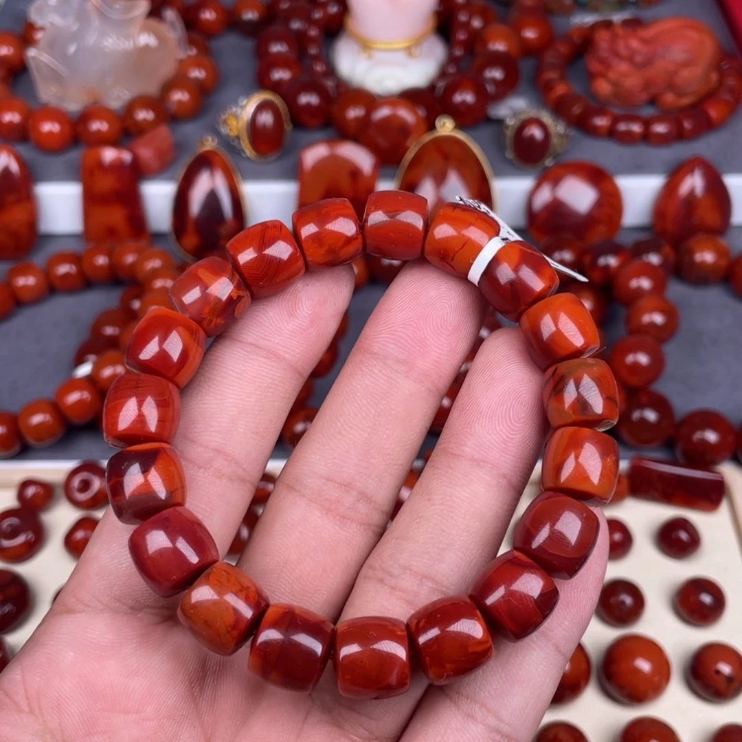 南红玛瑙未镶嵌瓦西直切手串11mm