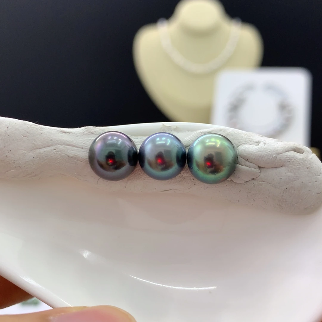 定制海水珍珠裸珠未镶嵌三珠平衡木