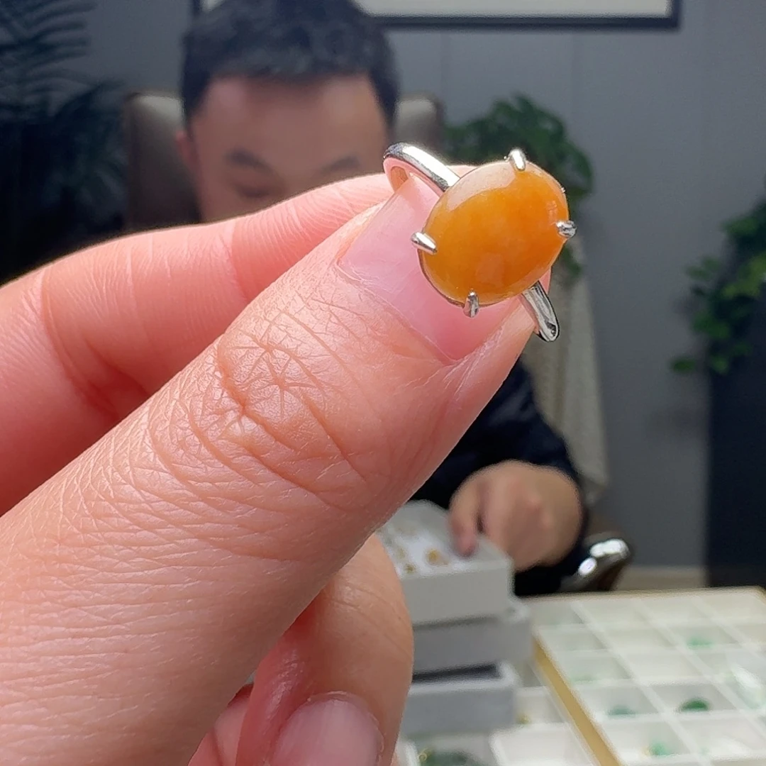 翡翠银S925镶嵌戒指天然