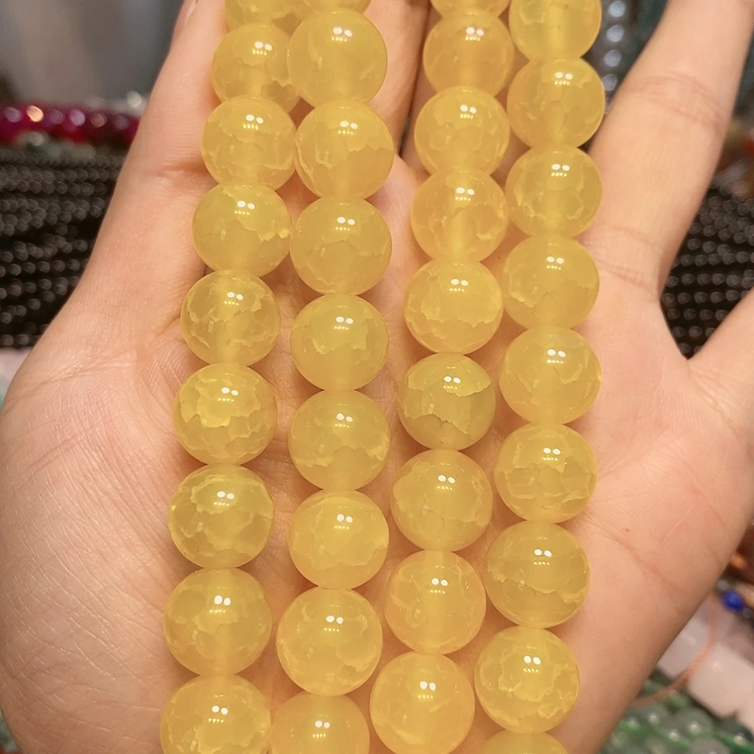 玛瑙/玉髓散珠天然黄龙鳞玛瑙12mm一条