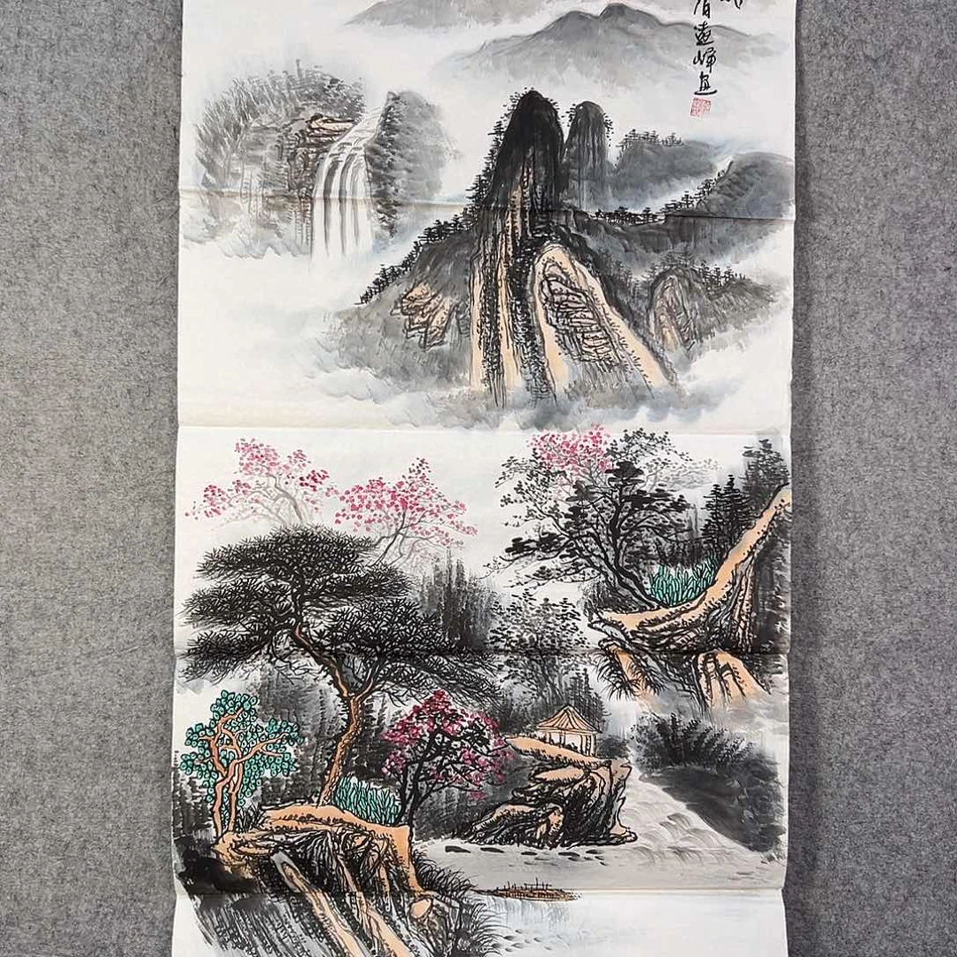 国画531 牡丹之花之叶的颜色与