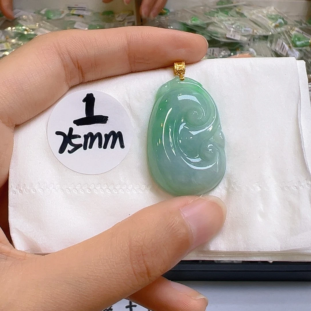 翡翠18K金镶嵌吊坠(不含链)翡翠