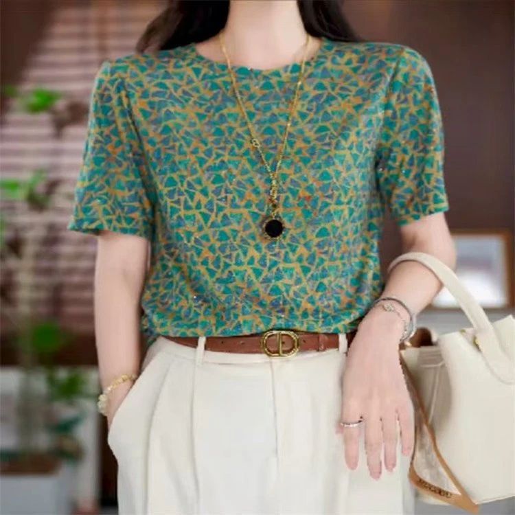 爆款2025夏季新款时尚百搭气质通勤宽松显瘦短袖小衫