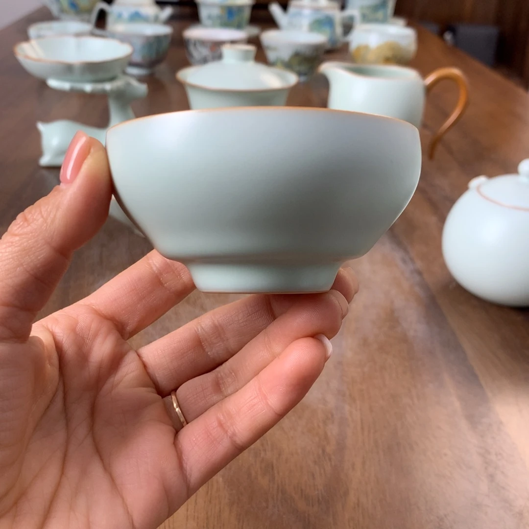 噢*噢仙南汝窑天青微瑕怀古杯