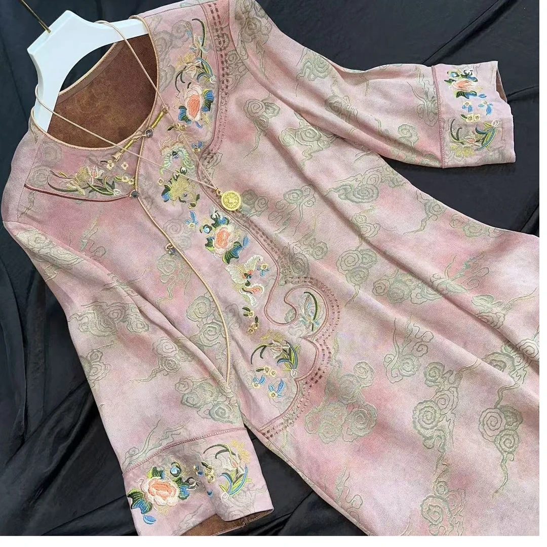 0226-常熟新中式【满庭芳】夏季新款气质中长款老料连衣裙