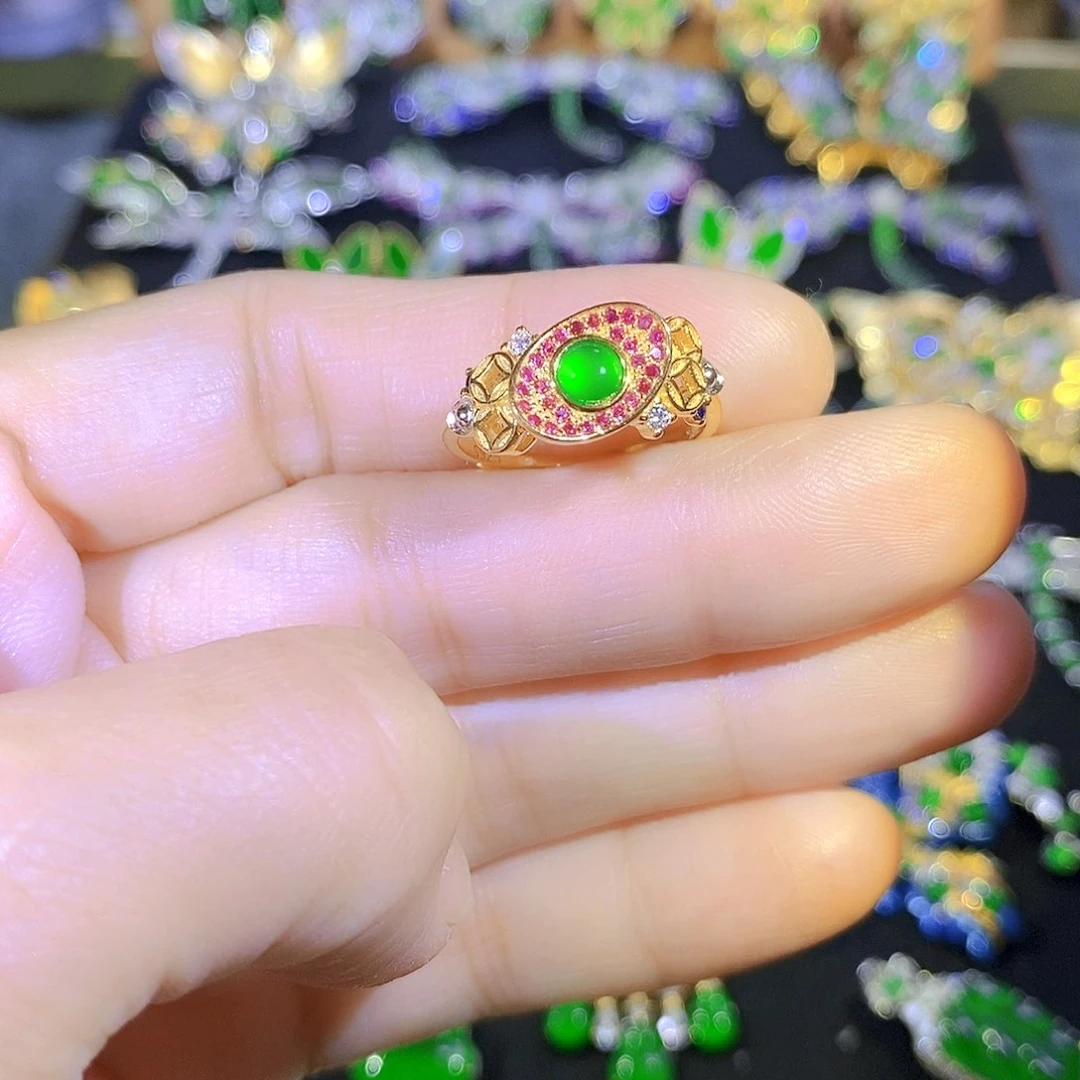 吊坠(不含链)银S925镶嵌翡翠