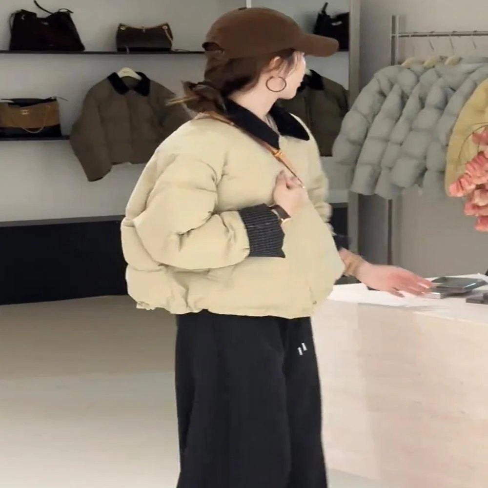 2025冬季新款韩版时尚小个子翻领休闲面包服时尚保暖加厚短款棉服