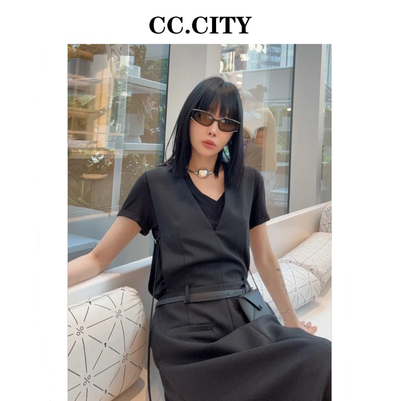 【蔡丽丽&添羽】时尚洋气高级百搭连衣裙6x605