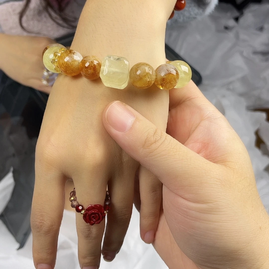 银S925镀金镶嵌水晶手串