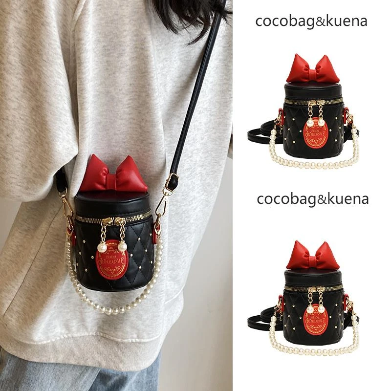 秋冬迷你小包包女2025新款可爱蝴蝶结水桶包洋气儿童新年斜挎小包