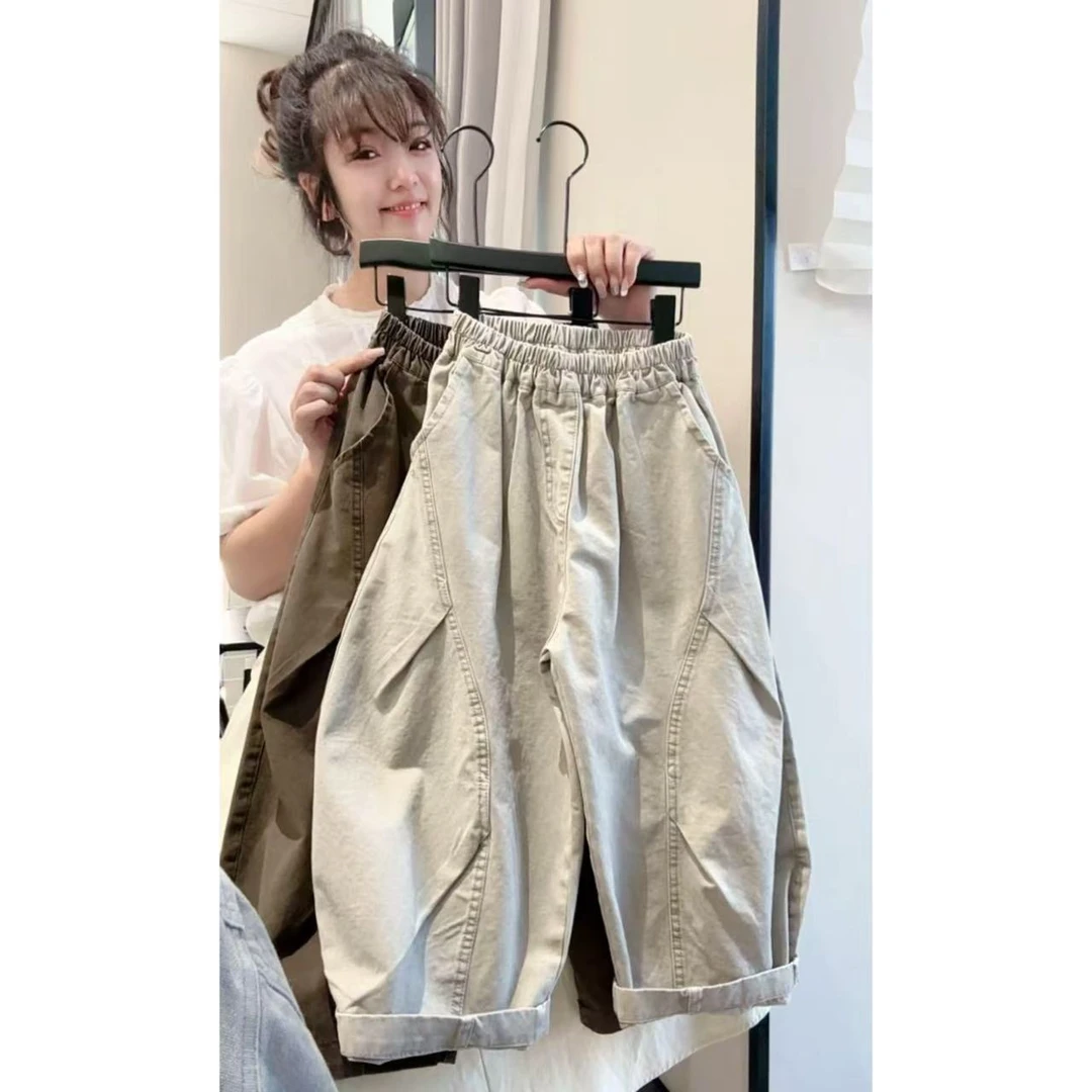 太韩了~2025秋季韩版儿童帅气宽松百搭纯色中大童纯棉休闲裤9463