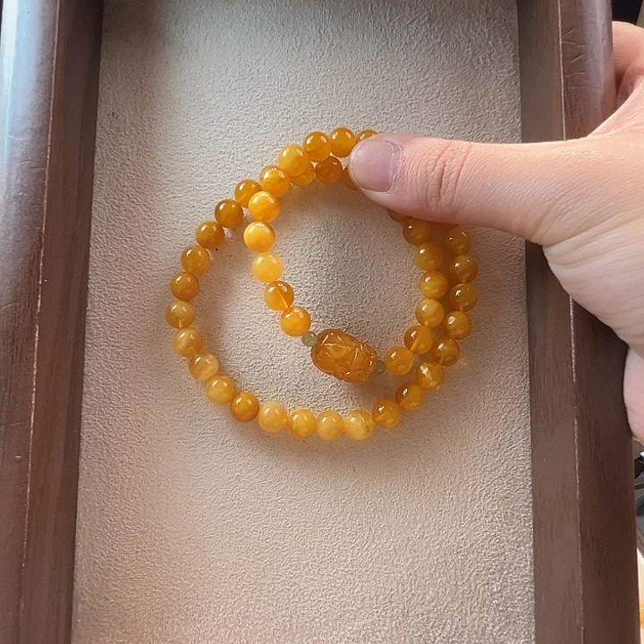 蜜蜡未镶嵌手链7.8mm蜜蜡手串