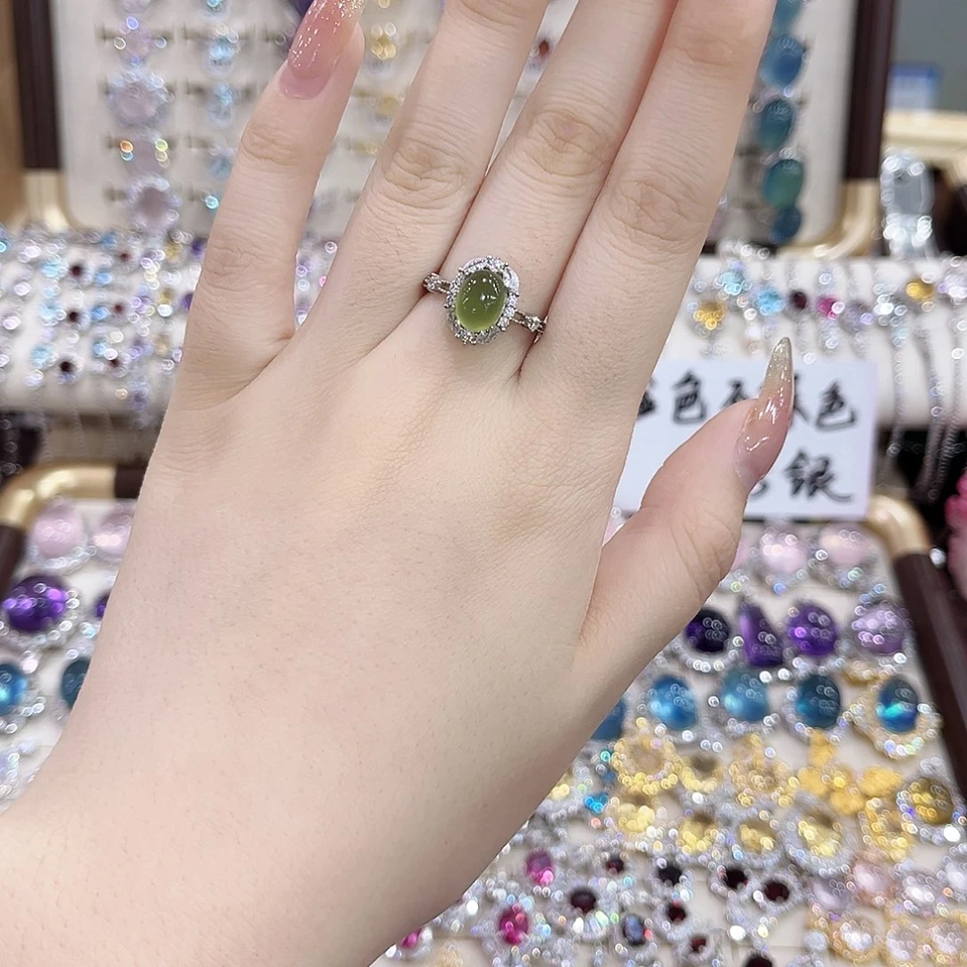 黄晶戒指银S925镶嵌