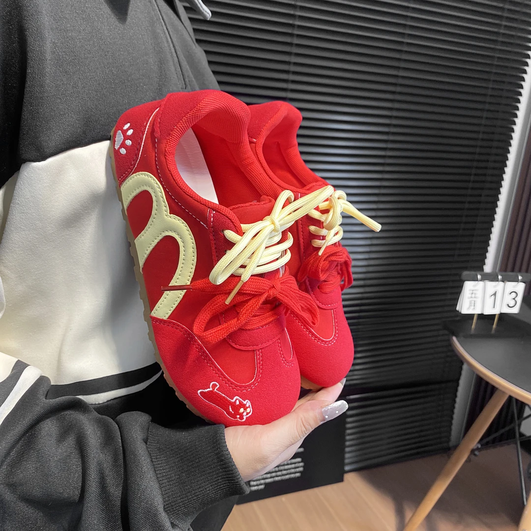 H麦当猫~原创刺绣德训鞋女夏季新款百搭休闲阿甘鞋【麦门永存】