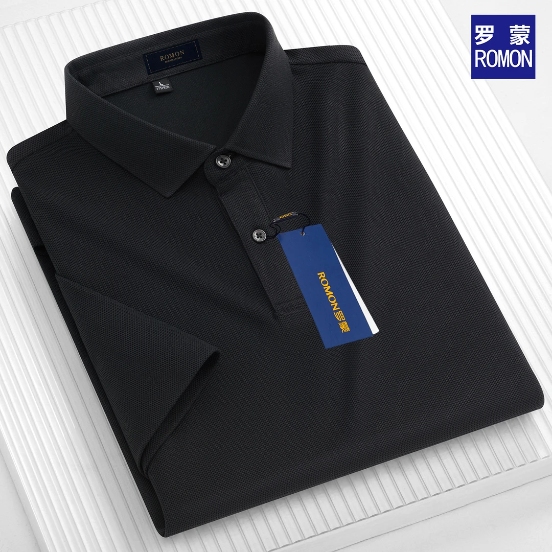 罗蒙男士夏季短袖Polo衫修身透气商务休闲翻领纯色上衣时尚潮T恤