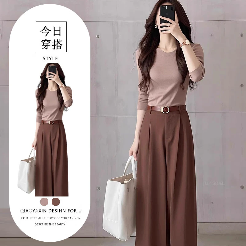 2025超火春装搭配一整套大方得体穿搭高级感小香风上衣阔腿裤套装