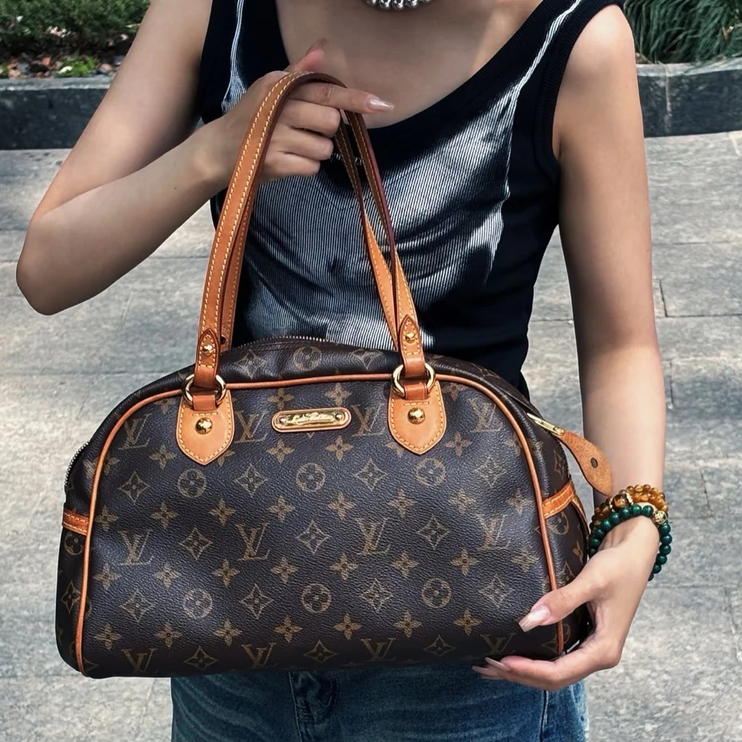 95新 LouisVuitton/路易威登 中古大号保龄球经典老花手提包