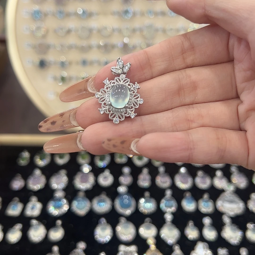 小***ა蛇纹石玉银S925镶嵌颈饰