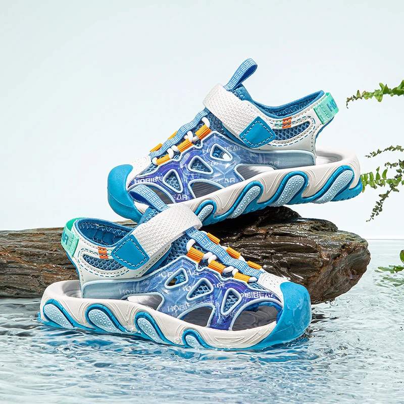 哈比熊凉鞋男童透气防滑包头运动鞋夏季魔术贴沙滩鞋女童儿童时尚