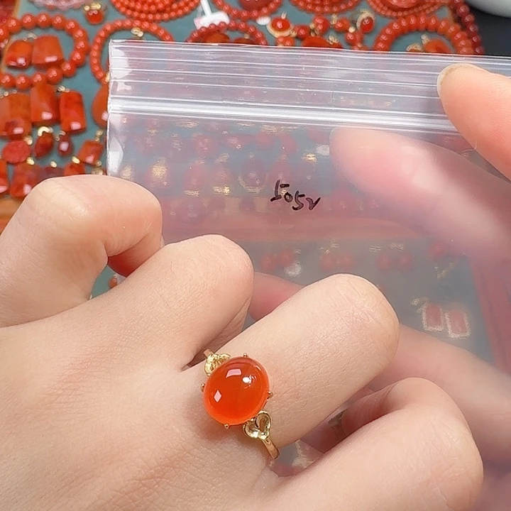 南红玛瑙银S925镶嵌戒指