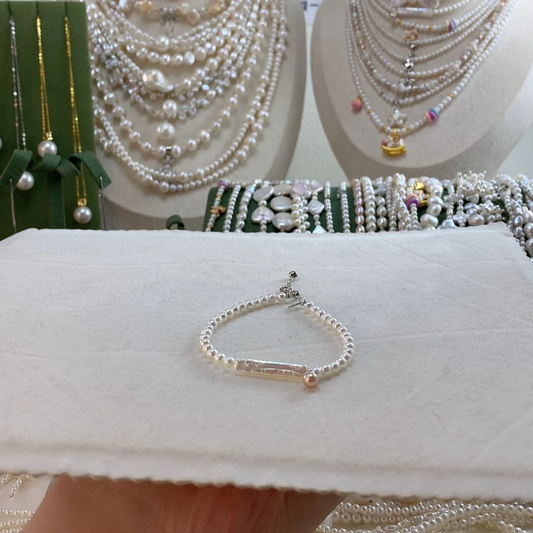 银S925镶嵌淡水珍珠手绳