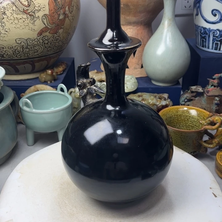 摆件定窑黑釉净瓶