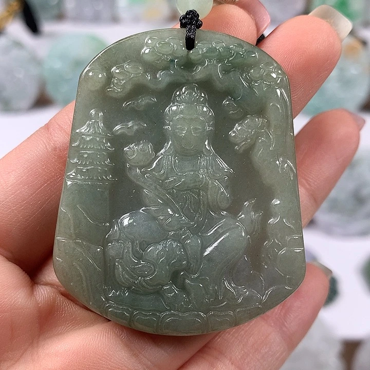 翡翠未镶嵌颈饰文殊菩萨福利