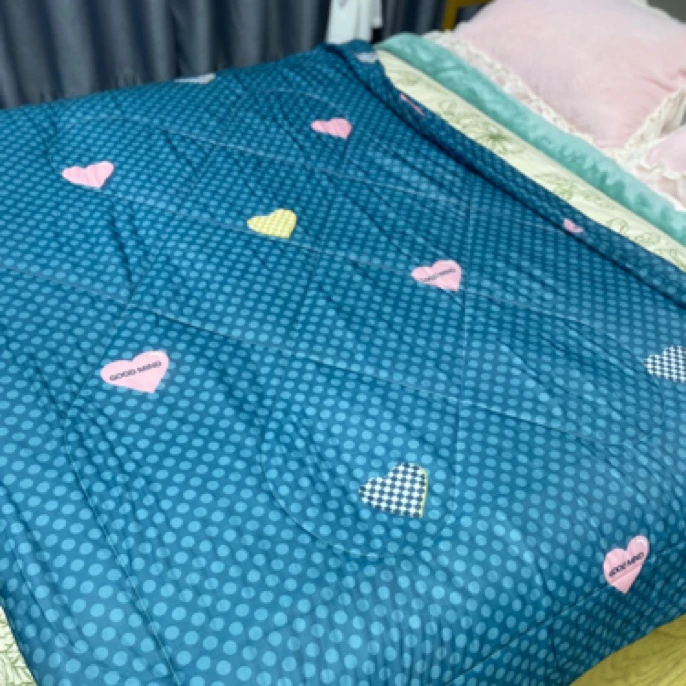 140*190蓝波点爱心夏凉被