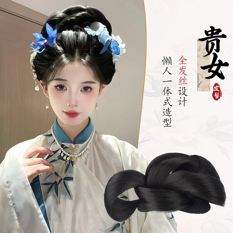 汉服假发古装发髻头饰一体式雁回时同款盘发造型古风明制发包垫发