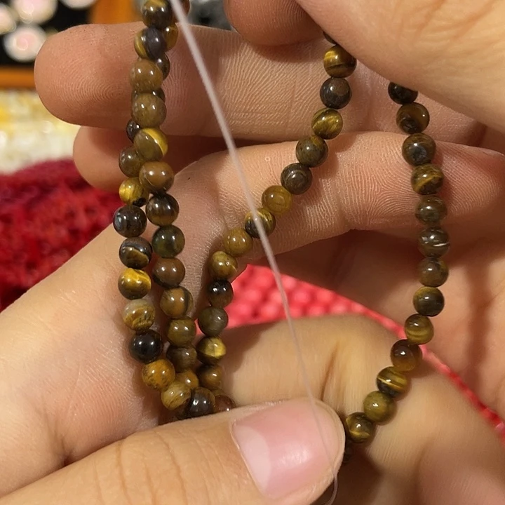 玛瑙/玉髓合金珠宝半成品2条4mm虎睛石圆珠