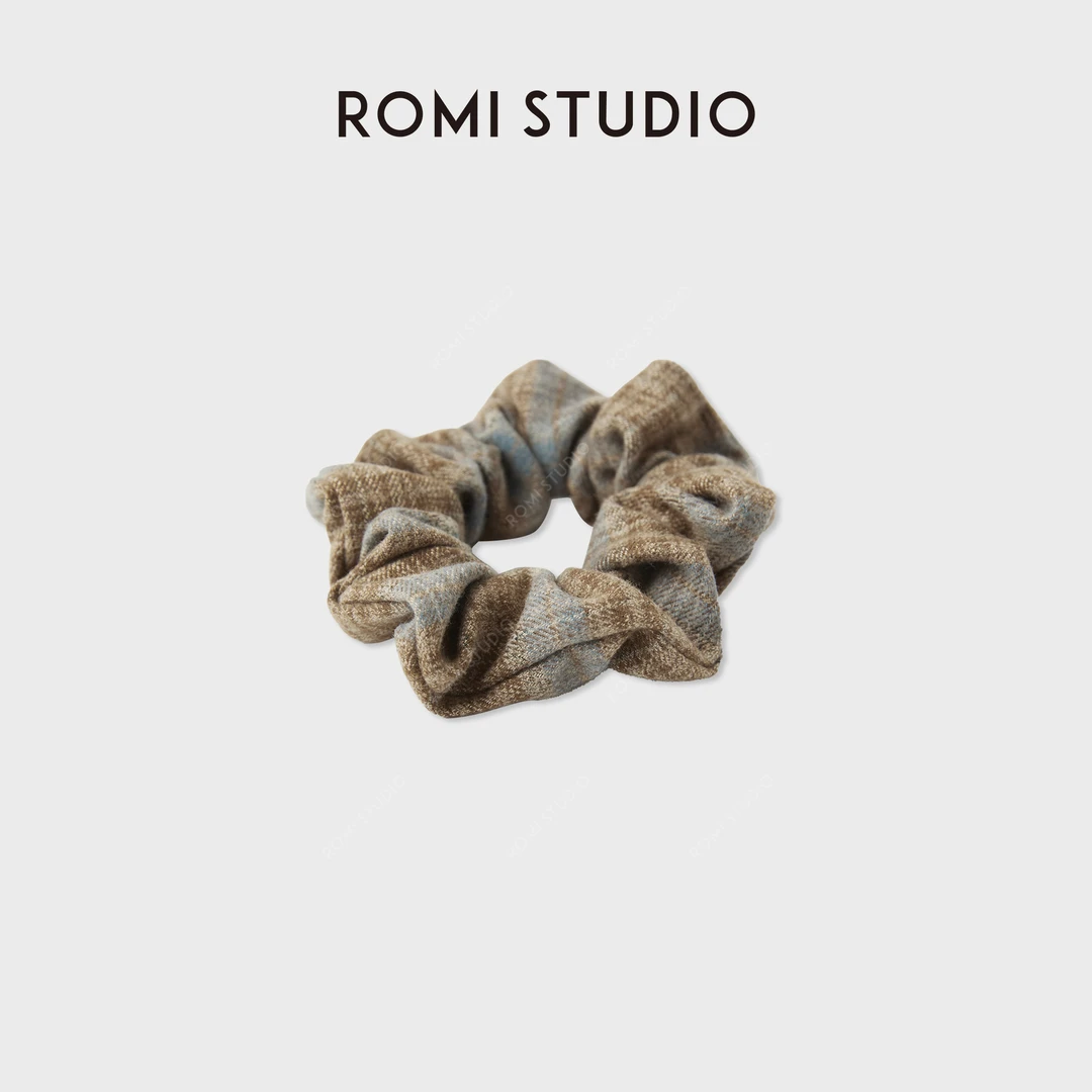 ROMI STUDIO“优雅搭配”气质格纹头花发圈褶皱发绳头饰RWCAP06428