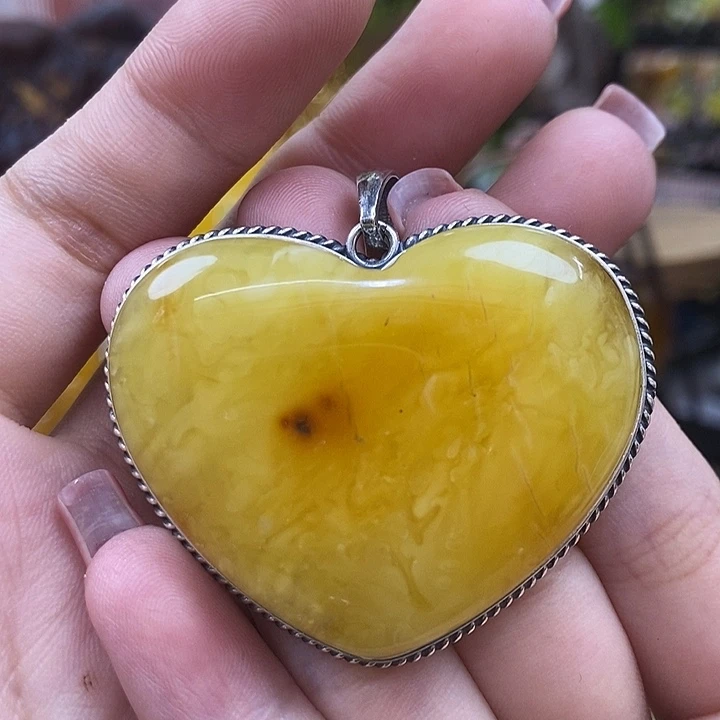 琥珀银S925镶嵌手镯吊坠