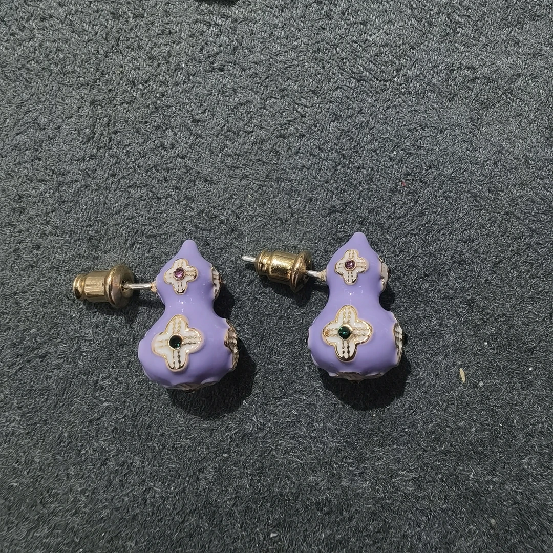 E806紫色小葫芦耳钉耳饰